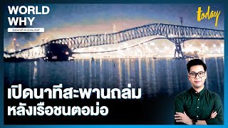 นาทีชีวิต เรือชนสะพานแขวนสหรัฐฯ ถล่ม คาดมีคนตกแม่น้ำ หวั่นน้ำเย็นจัดอันตราย | WORLD WHY | TODAY