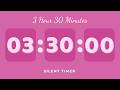 3 Hour 30 Minutes Silent Timer | Cute Ending Alarm | Pastel Pink Aesthetic | Study & Focus
