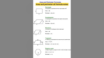 revision notes | area & perimeter all formula | #quadrilateral #parallelogram