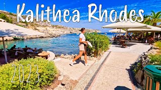 Rhodes Greece | Kalithea Rhodes, walking tour 4k, drone shots, Rodos Greece 2023