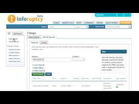 How to find bankruptcy (PACER) cases for free on Inforuptcy