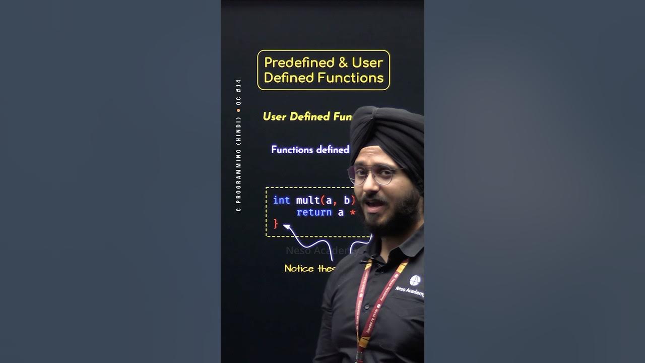 Predefined and User Defined Functions #CProgramming #NesoAcademy # ...