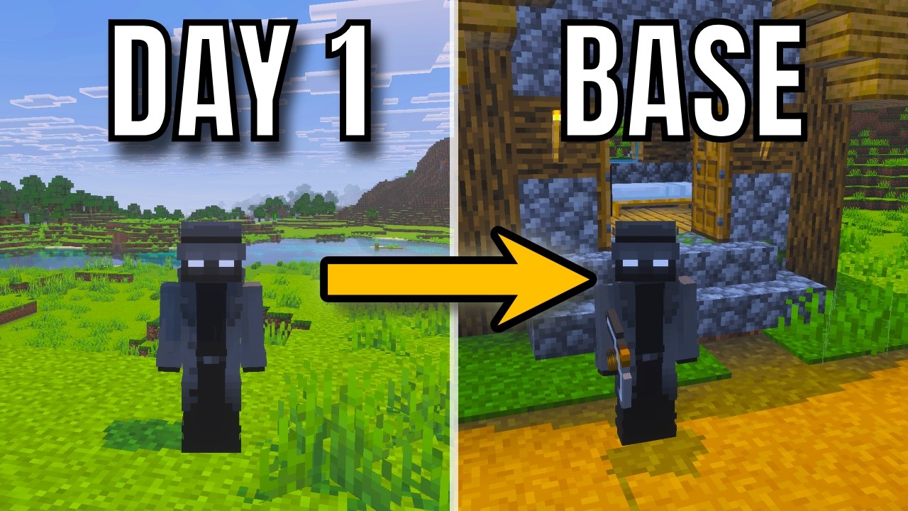 Fast Minecraft Base Build Minecraft Day 1 Survival Guide – Build a Base Fast! - YouTube