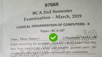 2019 Mdu BCA Re Appear 2nd Sem Logical Organization of Computer Question Paper