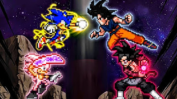 Sonic Black V2 & Sonic Chaos OP VS Manga Goku UI & Goku Black SSJ4 OP in Jump Force Mugen