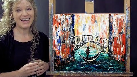 Learn to Paint "ABSTRACT VENICE CANAL" with a Palette Knife - Paint and Sip at Home - Step by Step