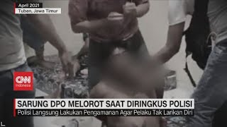 Sarung DPO Melorot Saat Diringkus Polisi