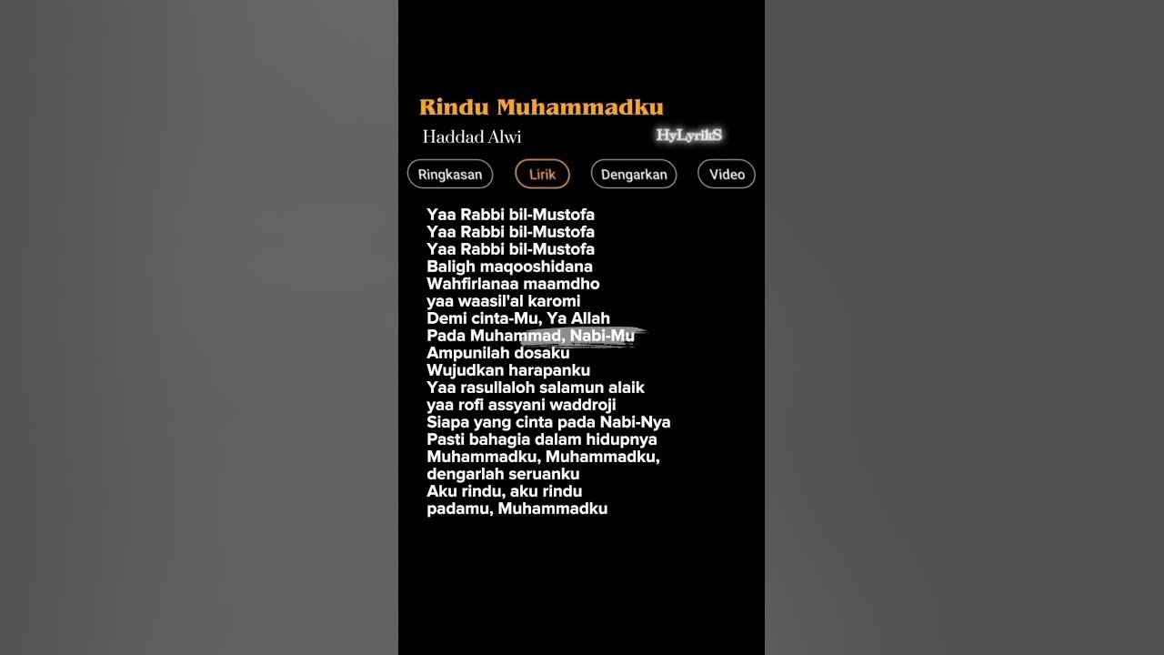 Lirik Lagu Rindu Muhammadku-Haddad Alwi 🎶 #sholawat #trending #fyp