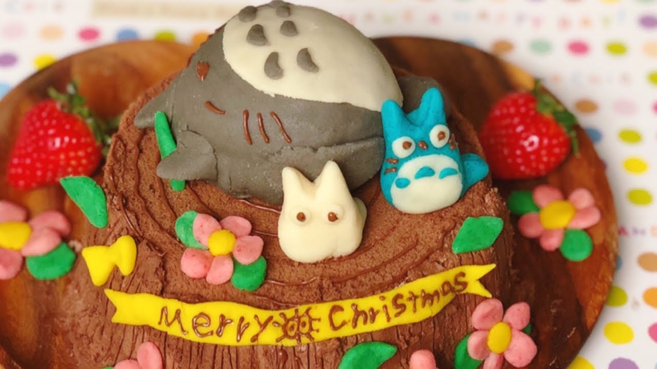 クリスマスケーキ作り マジパンでトトロの切り株ケーキ Youtube