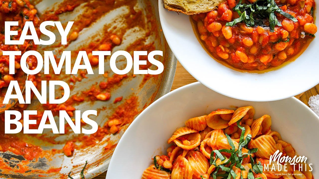 Easy Vegan Pantry Staple Meal | Jammy Italian Tomatoes and White beans