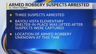 Armed robbery suspects arrested in St. Mary Parish
Armed robbery suspects arrested in St. Mary Parish
Stay informed about Lafayette and Acadiana news, weather, sports and entertainment!
SUBSCRIBE: https://www.youtube.com/c/klfynews10?sub_confirmation=1
Follow KLFY-TV 10 on our website and social channels: Armed robbery suspects arrested in St. Mary Parish