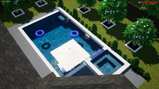 Geometric Pool Spa With Landscaping