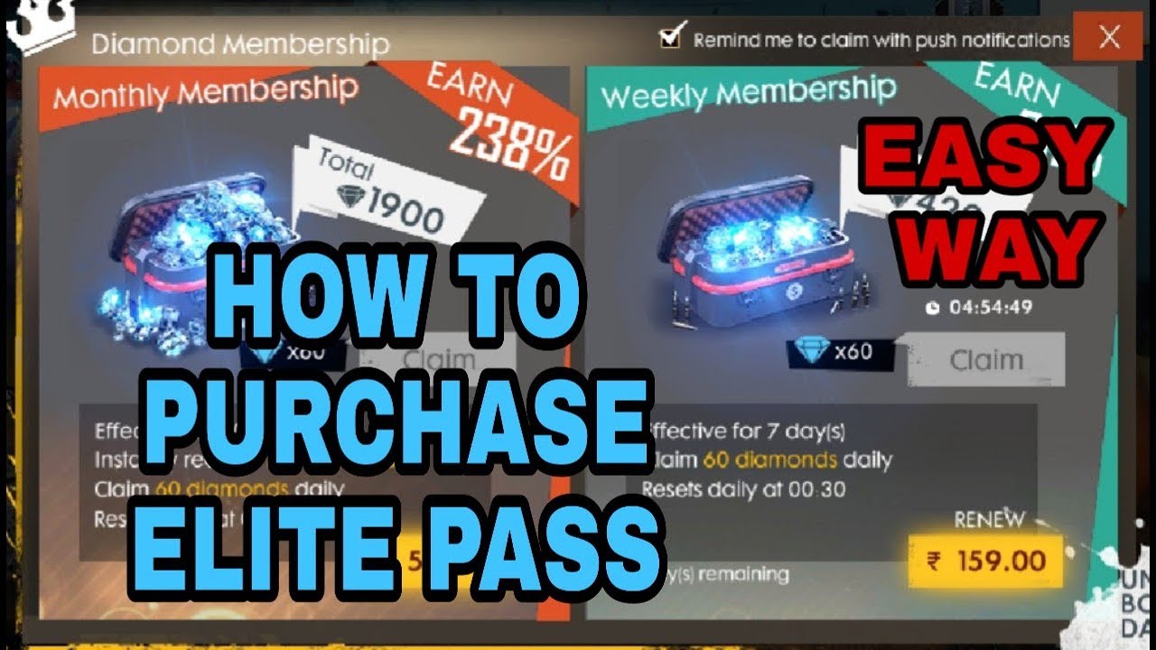 FREE FIRE || HINDI || HOW TO PURCHASE ELITE PASS EASY WAY by ... - 