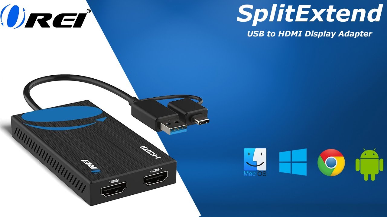 OREI SplitExtend - Divisor HDMI extendido para monitor doble, pantalla de  varios monitores, 3 pantallas separadas, adaptador USB A y USB-C a HDMI  2.0