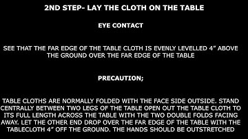 Laying of Table Cloth - Food and Beverage Skills Training