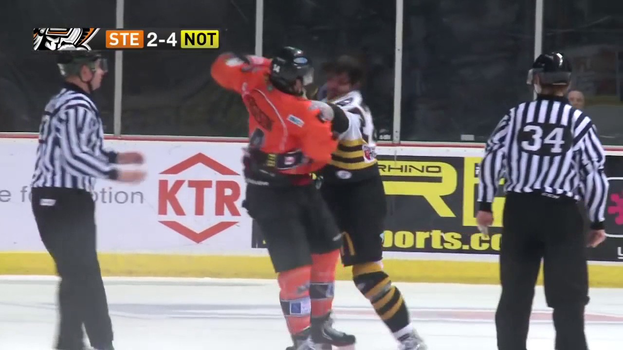 Simon Ferguson vs Kelsey Wilson EIHL fight 20-1-13