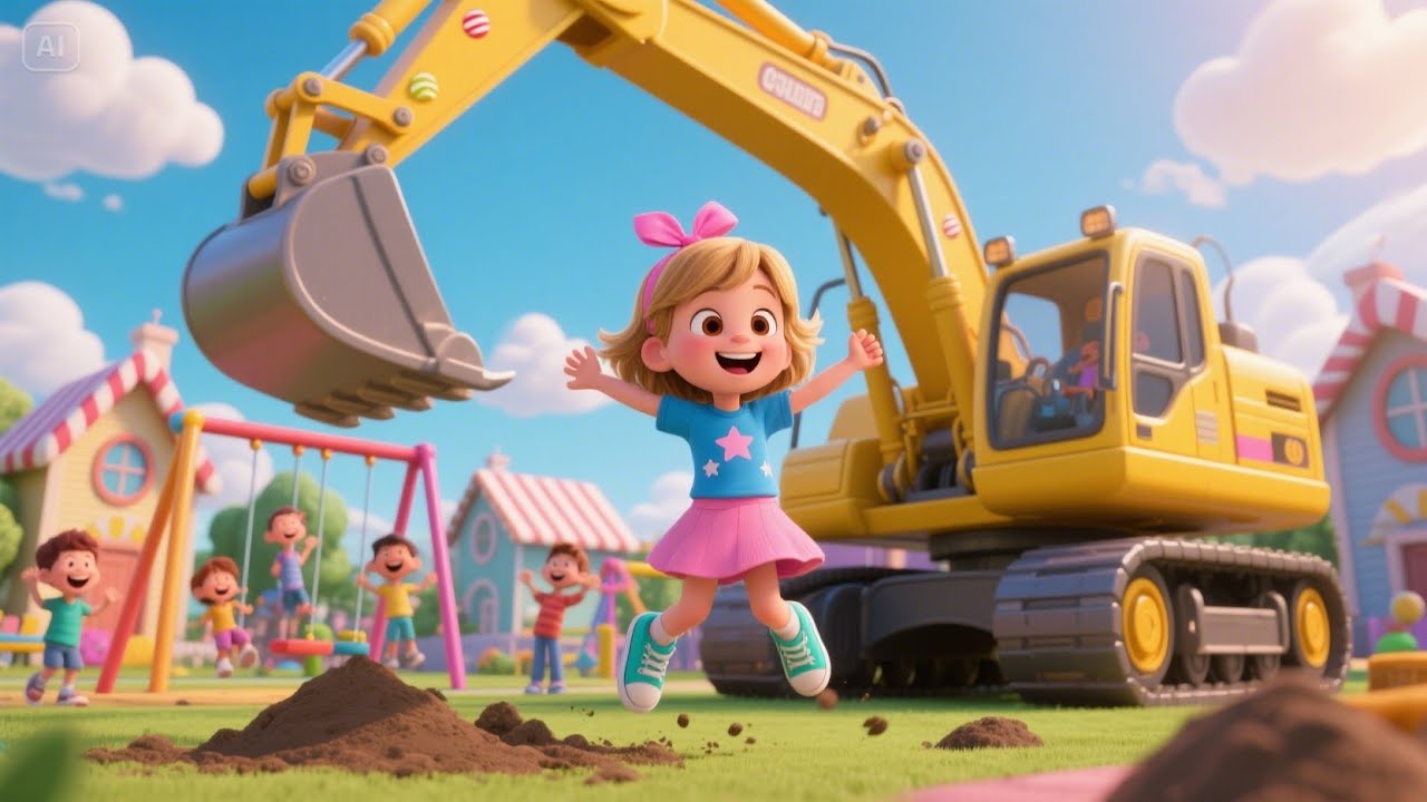 Rumble Rumble Goes the Digger | Construction Song for Kids | Big Truck Nursery Rhyme