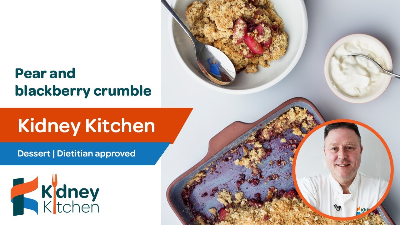 Pear and blackberry crumble Kidney Kitchen kidney friendly recipe