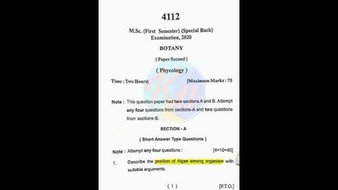Kumaun University / MSc 1st sem special back / botany exam paper