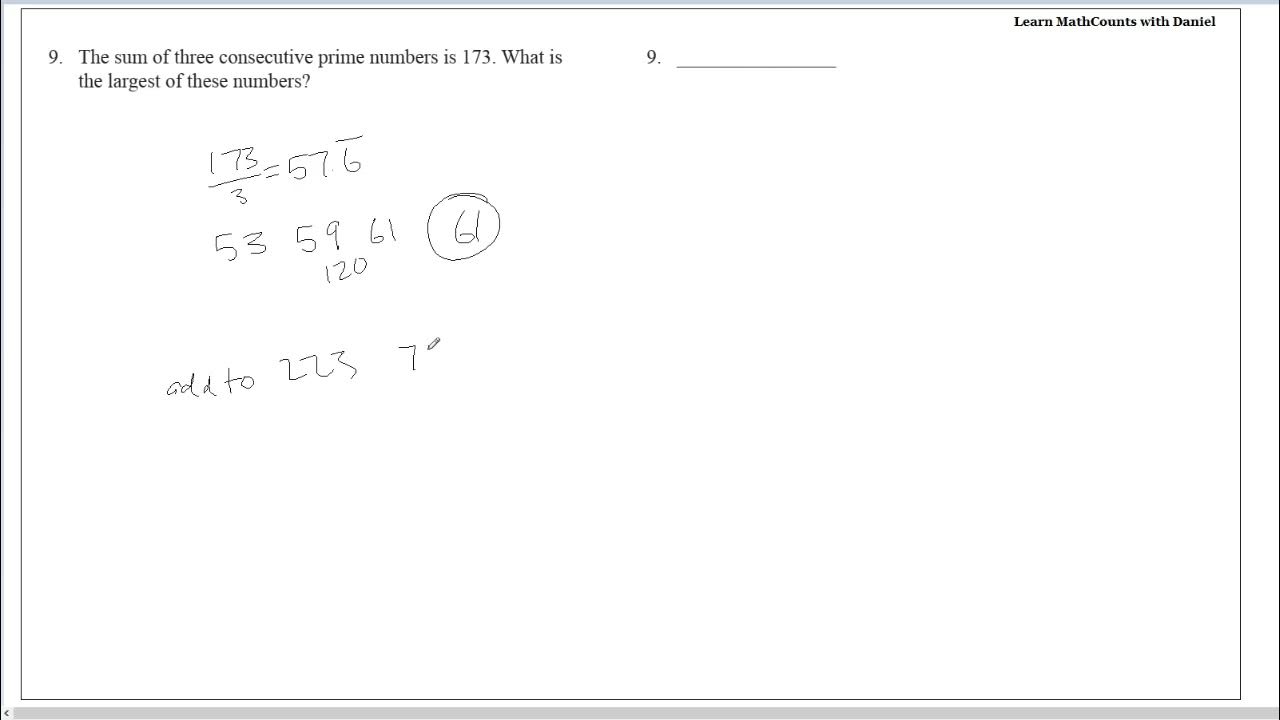 2011 MATHCOUNTS Chapter Sprint 9 YouTube
