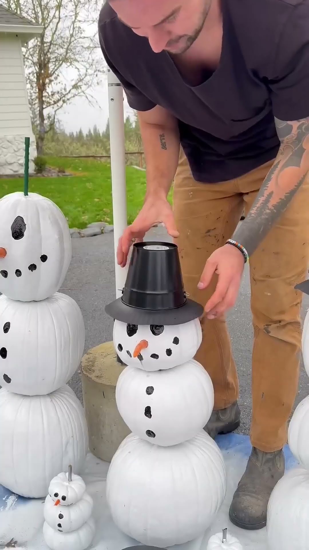 us at 12:01am on december 1st #reuse #pumpkin #snowman