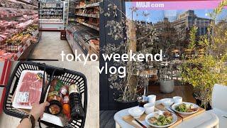 tokyo vlog | japan grocery shopping cheap meat ?   | muji cafe brunch | singaporean living in japan