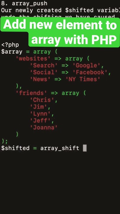 How to add new element to array with PHP #array #coding #php #tutorial ...