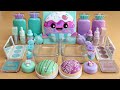 Mixing'''Mint VS Lavender' ''Eyeshadow,Makeup and glitter Into Slime!Satisfying Slime Video!★ASMR★