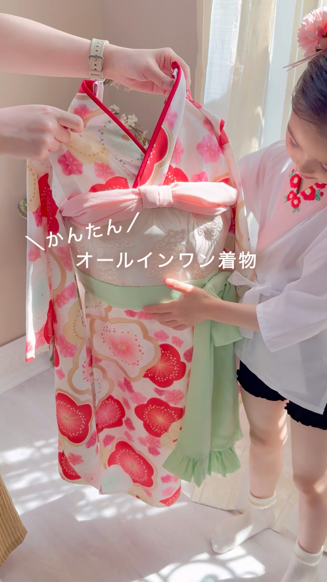 七五三】簡単着物 ✨オールインワンで超楽らく！【着付け方】 #着物