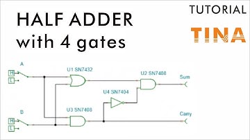 Simulation of Half Adder  with 4 Gates using TINA