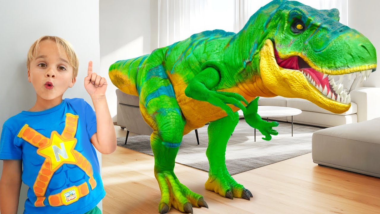 Истории о динозаврах для детей | Игрушки-динозавры Криса оживают дома
