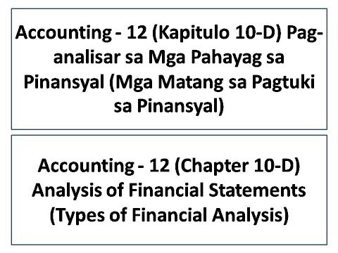 Accounting 12 (Kapitulo 10D) Pagtuki sa mga pahayag sa pinansyal(cebuano)