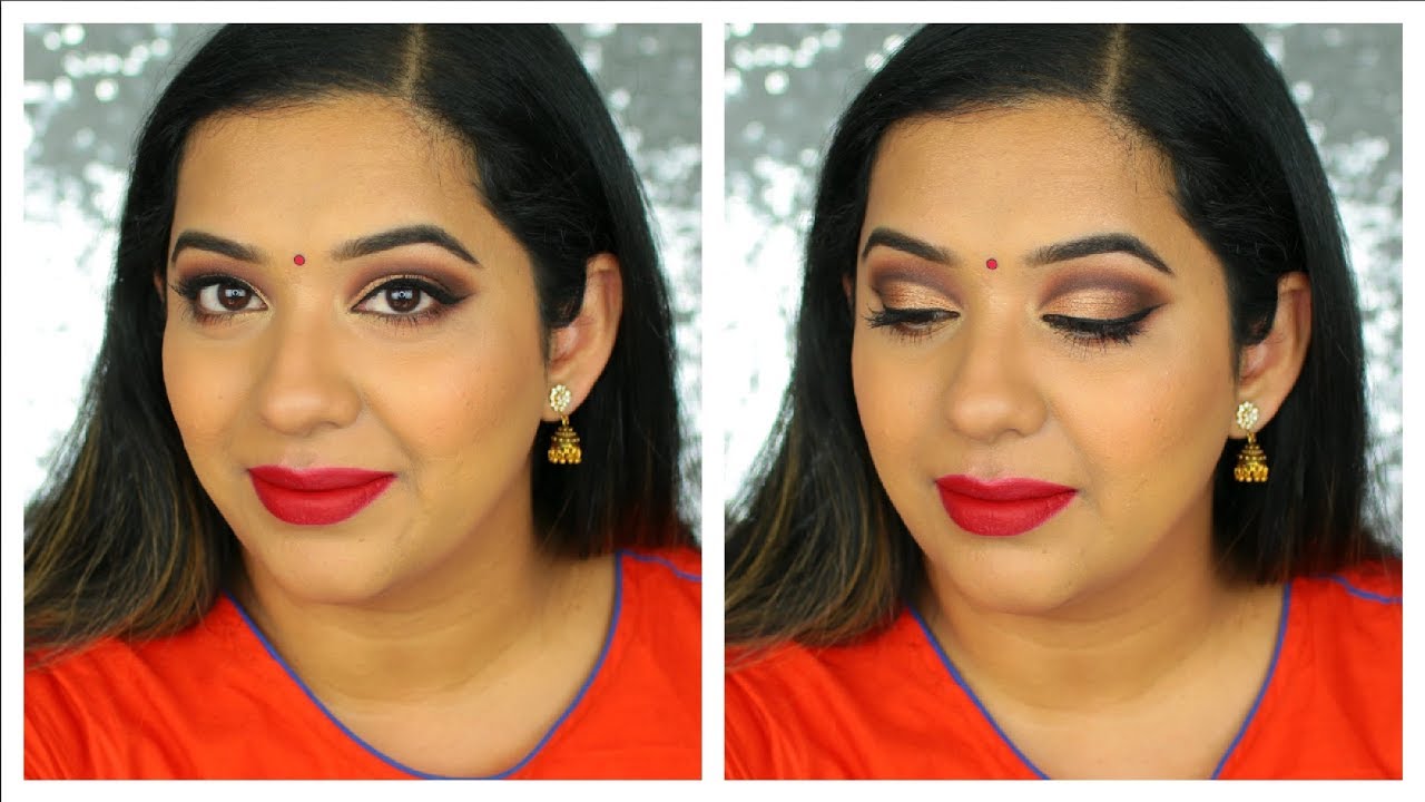 Indian makeup - Gold cut crease | Glam makeup tutorial | Beautylashes19 - YouTube