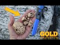 Gold hunting  discover gold in river with metal detector  gold mining  golden river