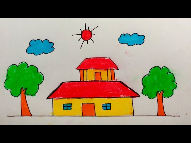 Very Easy House Scenery Drawing || How to Draw Scenery Step by Step || # Scenery.. - YouTube