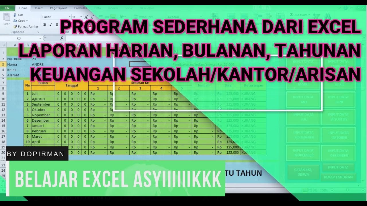 Cara Membuat laporan dan catatan Keuangan dengan excel - YouTube