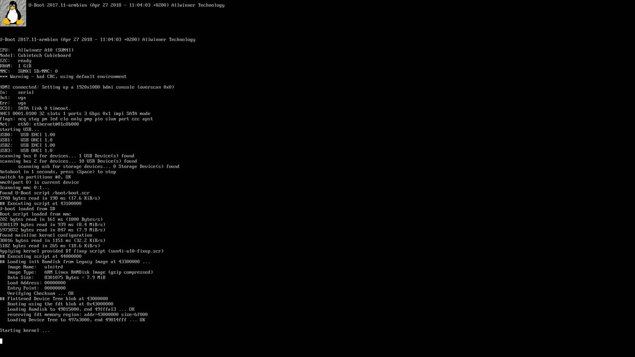 Cubieboard 1 booting