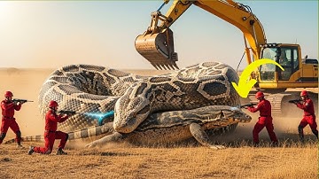 “Brave Heroes Rescue Monitor Lizard from a Giant Mutant Python Attack 🦎🐍⚠️”