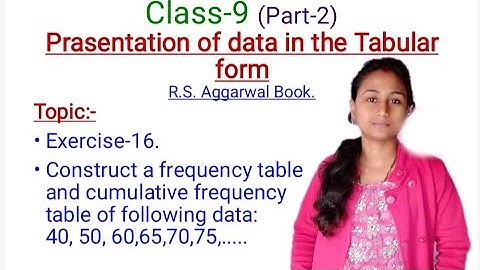 Maths class-9 Presentation of Data in the tabular form part-2(Exercise 16)