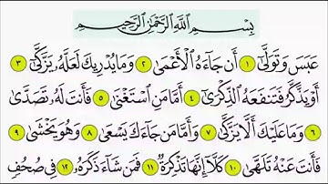 سورة عبس للمنشاوي من الأية ١ إلى ٢٢ مكررة ثلاث مرات