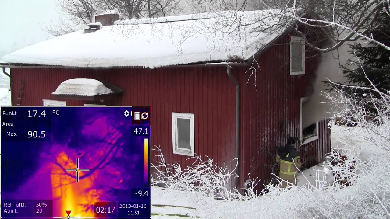 Fullt utvecklad rumsbrand släcks med pulversläckare