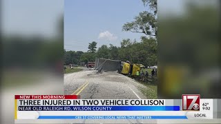 Dump truck overturns, spills gravel after SUV runs stop sign in Wilson County, troopers say