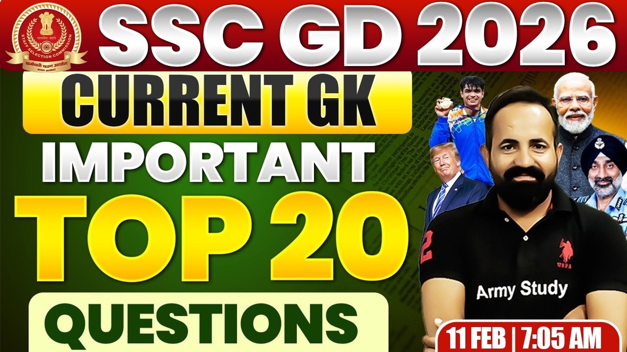 SSC GD 2026 | SSC GD Current Affairs Top 20 Questions 2025 | Today ...