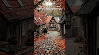 Autumn Rain In The Alley Red Maple Leaves Falling