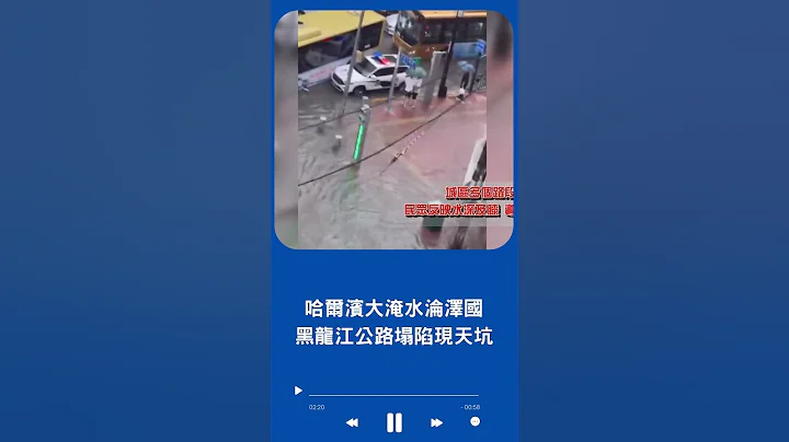 哈尔滨市中心大面积水淹沦泽国! 黑龙江高速公路塌陷现天坑酿2车坠河｜20230803｜#shorts - 天天要闻