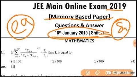 Memory based Maths  JEE MAINS 2019 all questions with full solution and answer
