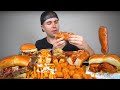 Eating the BEST Reviewed Gourmet Hot Dogs and Burgers Mukbang ROUND 2! + Tots & Corn Dog! (New Menu)