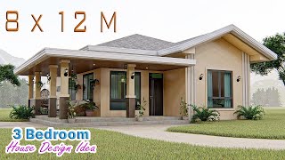 SMALL HOUSE DESIGN | 8 X 12 Meters | 3 Bedroom Simple House