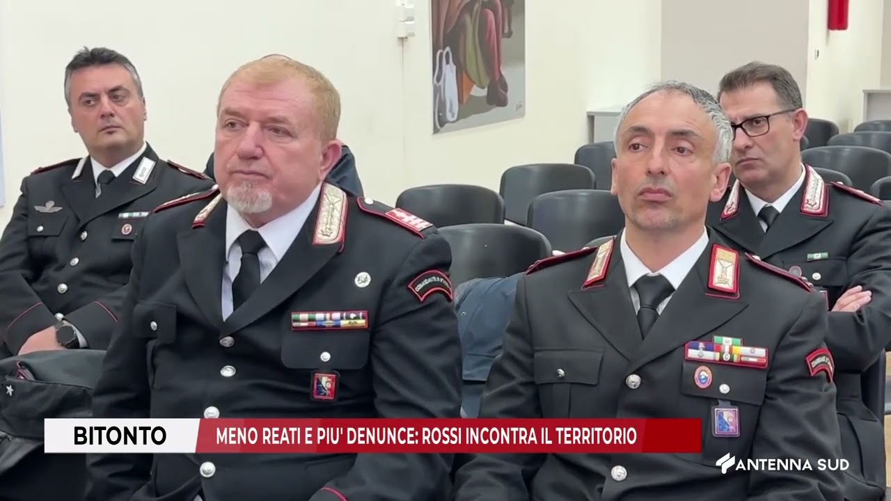 9 MARZO 2026 - BITONTO MENO REATI E PIU' DENUNCE: ROSSI INCONTRA IL TERRITORIO