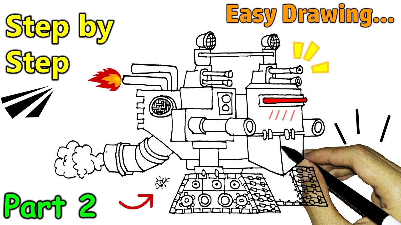 Cara Menggambar Tank Kartun English Monster Homeanimations Tank Part 2 Youtube
